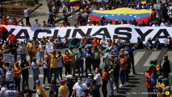 Juan Guaidó acompañó a venezolanos en Las Mercedes exigiendo vacunas contra coronavirus