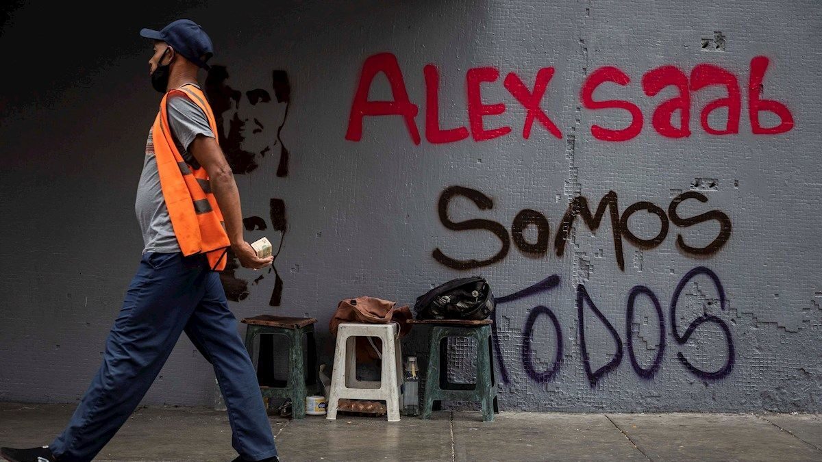 Mural en apoyo a Alex Saab, detenido en Cabo Verde. Foto: Fuser News