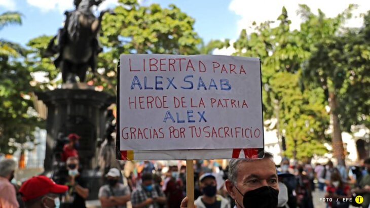 Marcha en Caracas en apoyo al presunto testaferro de Nicolás Maduro, Alex Saab. Foto: EFE
